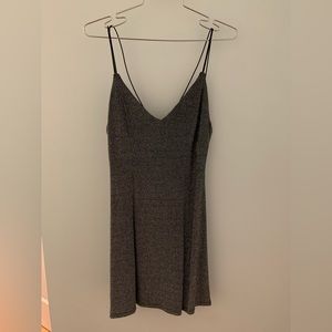 Silver metallic mini dress - spaghetti strap